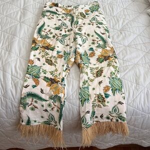 ANTONIO MELANI x The Nat Note Larkin Paisley Feathered Cropped Linen Pants 10